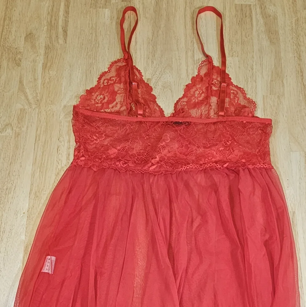 Red Lace Baby Doll Dress Set - Picture 12 of 15
